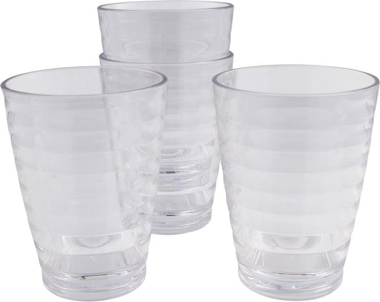 Drinkglazen Set - Kunststof Glazen - Kamperen en Buiten - Onbreekbaar Ontwerp - 350 ml - Transparant