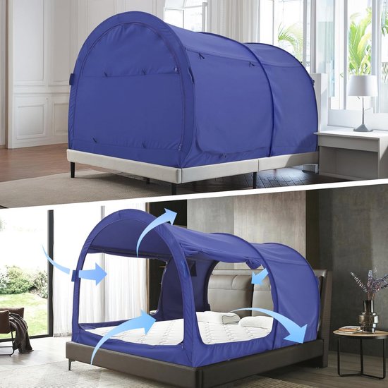 Droomtent Voor Binnen | Dubbele Grootte Privacy Bedluifel Met Pop-Up Design | Ademend Gordijn Voor Slaapruimte | Vermindert Licht van Zwoos