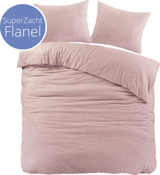 Droomtextiel Brienz Dekbedovertrek Flanel Roze - 240x200/220 cm - Super Zacht - Hoogwaardige Kwaliteit van Droomtextiel