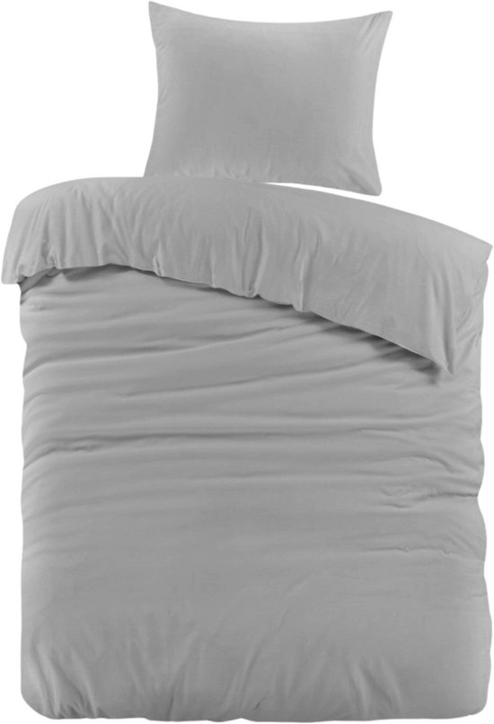 Droomtextiel Mendez Dekbedovertrek Flanel Grijs - 140x200/220 cm - Super Zacht en Heerlijk Warm van Droomtextiel