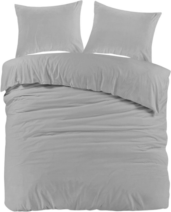 Droomtextiel Mendez Dekbedovertrek Flanel Grijs - 200x200/220 cm - Super Zacht en Heerlijk Warm van Droomtextiel