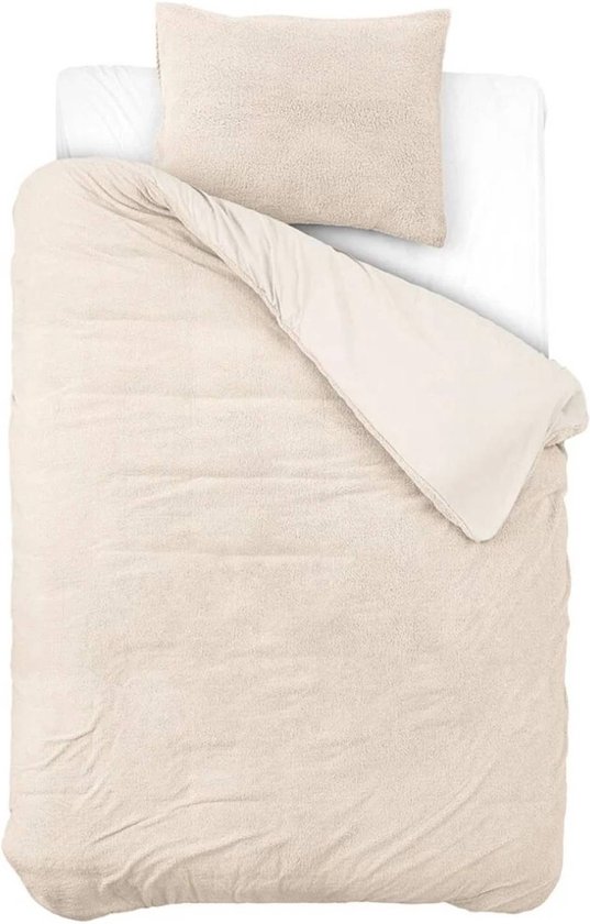 Droomtextiel Teddy Dekbedovertrek Crème - 140x200/220 cm - Luxe Teddystof - Heerlijk Zacht van Droomtextiel