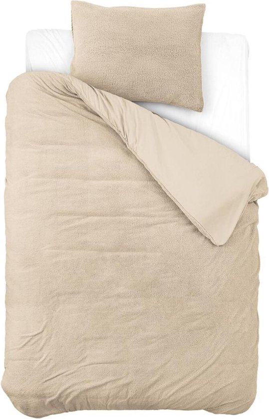 Droomtextiel Teddy Dekbedovertrek Taupe - 140x200/220 cm - Luxe Teddystof - Heerlijk Zacht van Droomtextiel