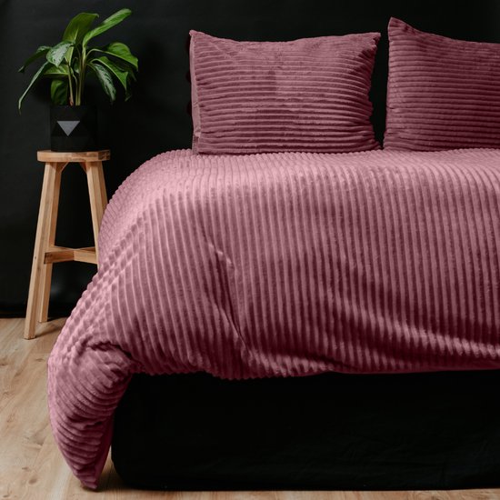 Droomtextiel Zachte Teddy Rib Fleece Dekbedovertrek Roze Eenpersoons - 140x200/220 cm - Heerlijk Zachte Teddy Rib van Merkloos