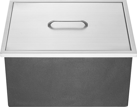 Drop-in Ijskist – 56 x 43 x 30 cm – Roestvrij Staal – 40 Qt Commerciële Koeler met Deksel, Afvoerpijp en Stop – Voor Buitenkeuken