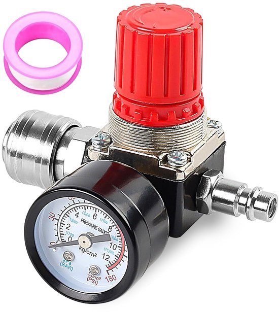 Drukregelaar 1/2" 1/4" luchtcompressor accessoires met 3M teflonband drukschakelventiel 120 PSI manometer EU standaard