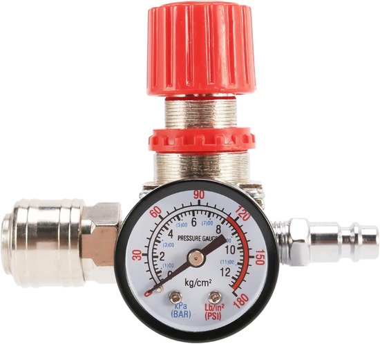 Drukregelaar Compressor - Reduceerventiel 3 Gaten - Luchtdruk Regelen - 3 Gaten Aansluiting - 12 Bar - null