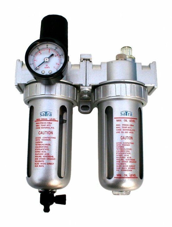 drukregelaar met filter en waterafscheider - compressor regelaar 1/2 duims - reduceerventiel - satra van Merkloos