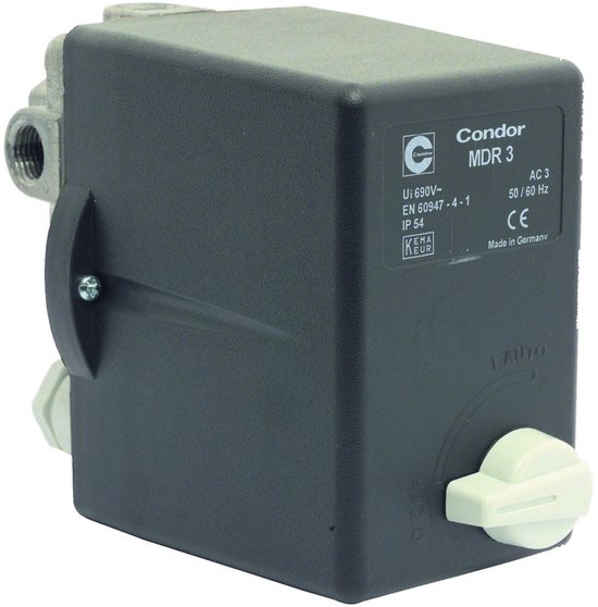 Drukschakelaar 11 bar voor Compressoren - IP54, 400 Volt, 6.3-10 A