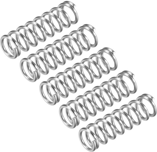 Drukveer, 5 stuks 304 roestvrij staal, 12 mm OD, 1,6 mm draadgrootte, 40 mm vrije lengte, zilverkleurig