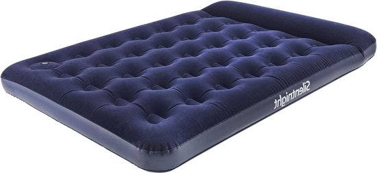 Dubbel luchtbed met ingebouwde voetpomp - opklapbaar opblaasbaar matras voor camping en thuis - met balkconstructie en kussen - 191 x 137 x 28 cm - blauw van Merkloos