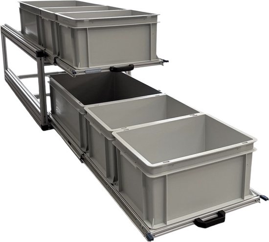 Dubbel schuifframe voor camper 120x40 cm met open bakken - belastbaar tot 130 kg van Carasafe