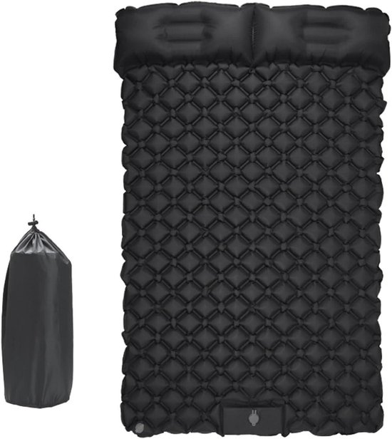 Dubbel Slaapmatje - Campingmatras 2 Persoon - Buitenactiviteiten - Ingebouwde Voetpomp - 190x120cm - Zwart