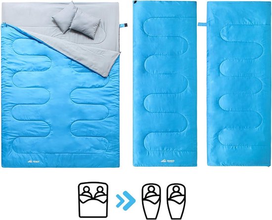 Dubbele 3-seizoenen slaapzak voor 2 personen - 220 x 150 cm (tot -5C) - keuze uit meerdere kleuren Slaapzak van Alpika
