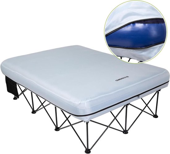 Dubbele Campingbedden met Luchtmatras - 2 Personen, Opvouwbaar Kampeerbed met Luchtmatras, Draagbaar Luchtbed met Pomp, Bijzettafel, Slaapbed voor Reizen, Vissen, Picknick, BinnenGebruik van Merkloos