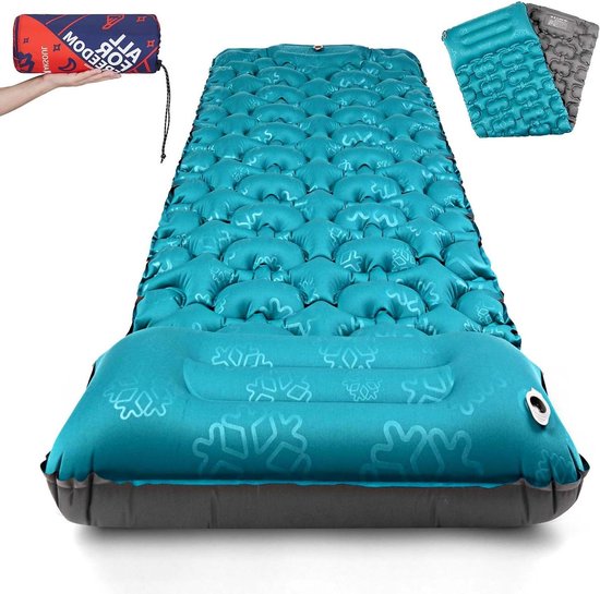 Dubbele Isomat - Luchtbed Kamperen - Outdoor Activiteiten - Extra Dikke Vulling - 190x130x12cm - Peacock Blauw van Merkloos
