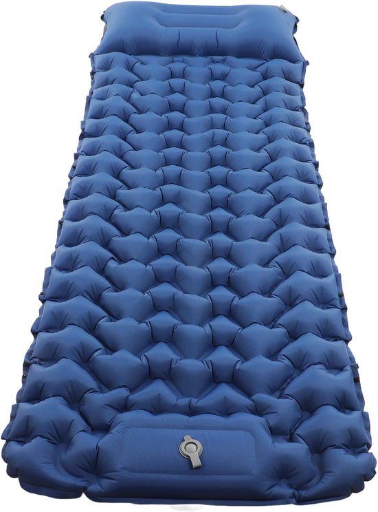 Dubbele Kampeermat - Slaapmat Outdoor - Kamperen en Hiken - Ingebouwde Voetpomp - 874g - Marineblauw van Merkloos