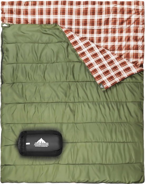 Dubbele Katoenen Flanel Slaapzak voor Kamperen - Waterdichte Queen Size Slaapzak voor 2 Personen van OHS1948