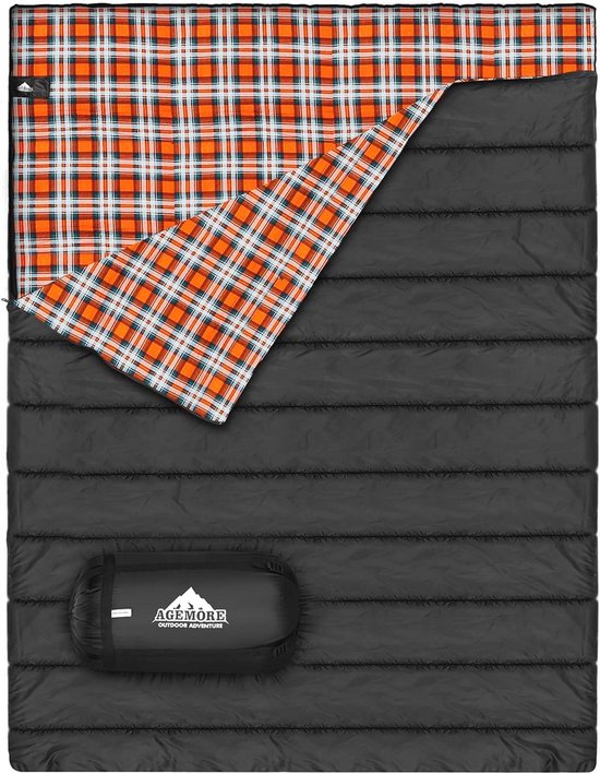 Dubbele katoenen flanelslaapzak voor 2 personen - Lichtgewicht en waterdicht voor kamperen en backpacken