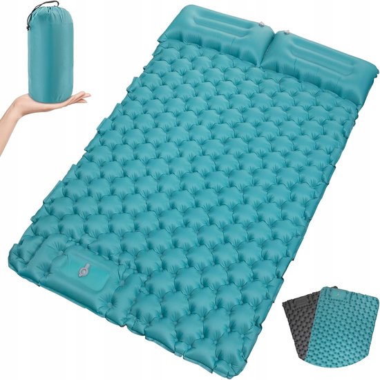 Dubbele opblaasbare slaapmat - Kampeer slaapmat - 200 * 130 * 10 cm - Ingebouwde voetpomp - Waterdicht en lekbestendig - Gemakkelijk mee te nemen - Geschikt voor wandelen, backpacken en kamperen van Merkloos