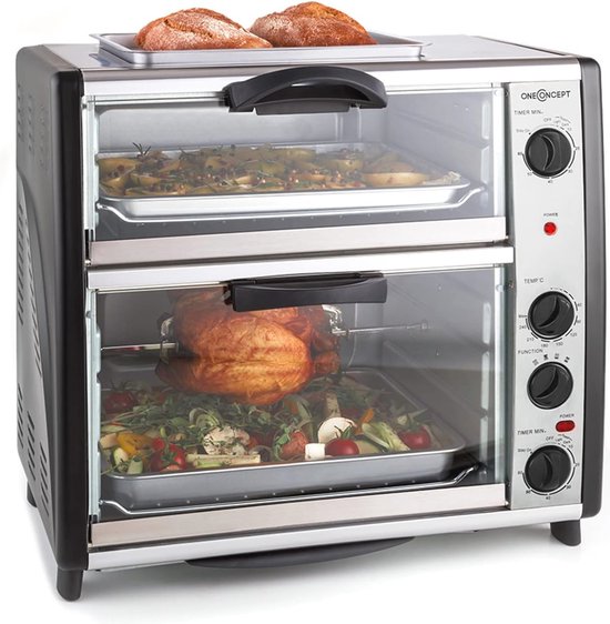Dubbele Ovensysteem met 42 Liter en Grillplaat - Elektrische Oven met Instelbare Temperatuur 60-240 °C van Tristar