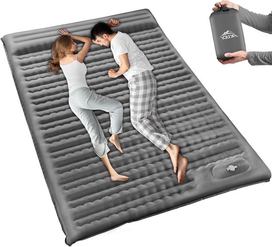 Dubbele Slaapmat - Campingmatras 2 Personen - Kamperen Buiten - Extra Dikke Comfort - 77 x 54 Inch - Grijs van Merkloos