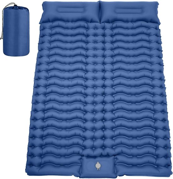 Dubbele Slaapmat - Kampeerbed - Kamperen en Reizen - Ingebouwde Voetpomp - 2 persoons 4 inch dik - Blauw