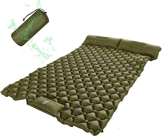 Dubbele Slaapmat - Luchtbed Kamperen - Buiten slapen - Ingebouwde Voetpomp - 206 x 120 cm - Blauw