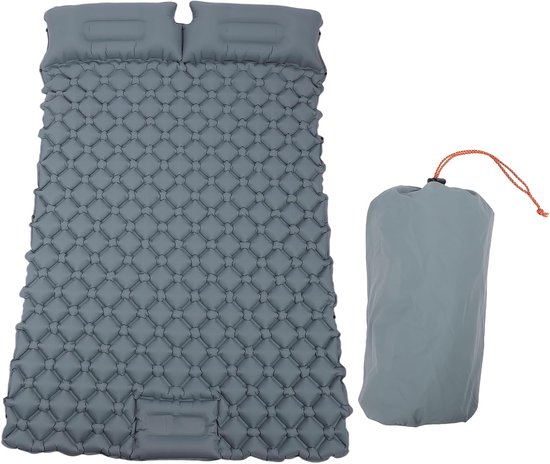 Dubbele Slaapmat - Luchtbed Kamperen - Comfortabel Slapen - Ingebouwde Voetpomp - 190x123cm - Grijs