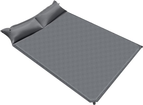 Dubbele Slaapmat - Luchtbed Kamperen - Comfortabel Slapen - Zelfopblazend Systeem - 192 x 132 cm - Grijs