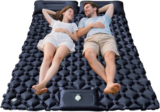 Dubbele Slaapmat - Luchtbed Tent - Kamperen Buiten - Ingebouwde Voetpomp - 190 x 120 cm - Zwart
