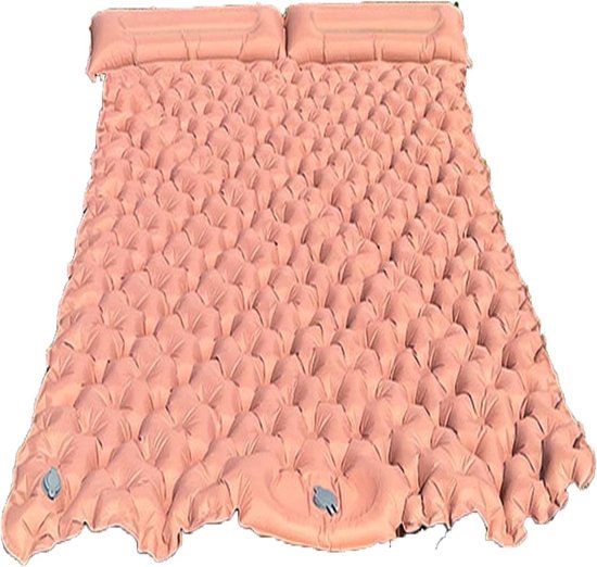 Dubbele Slaapmat - Opblaasbaar Luchtbed - Comfortabel Kamperen - Ingebouwde Voetpomp - 190x132cm - Woestijn Roze