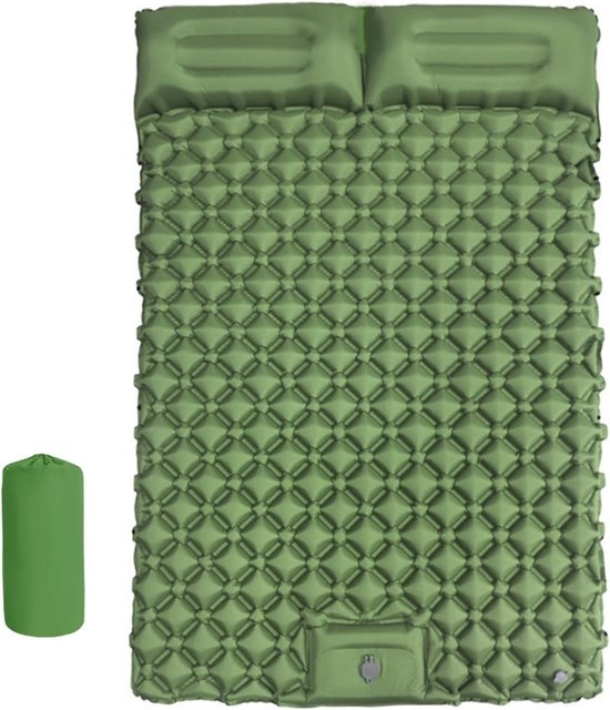 Dubbele Slaapmat - Opblaasbaar Matras - Kamperen en Reizen - Ingebouwde Voetpomp - 190x120cm - Groen