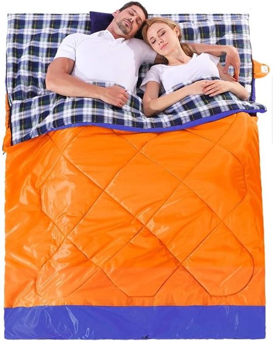 Dubbele Slaapzak - Reis Slaapzak - Koppels Kamperen - Multifunctioneel 4-in-1 - Queen Size - One Color