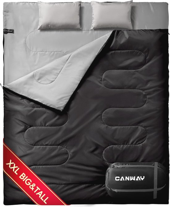 Dubbele slaapzak voor 2 personen, 5-25 graden, ideaal voor kamperen en buitenactiviteiten van Quechua