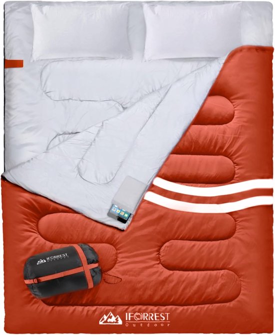 Dubbele slaapzak voor volwassenen - 2 personen koud weer (3-4 seizoenen), extra breed en warm - queensize XL van Ohuhu