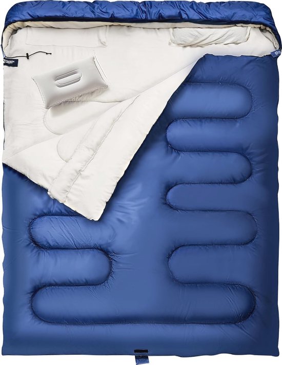 Dubbele slaapzak voor volwassenen, 3 seizoenen, Queen Size – Ideaal voor kamperen met twee personen