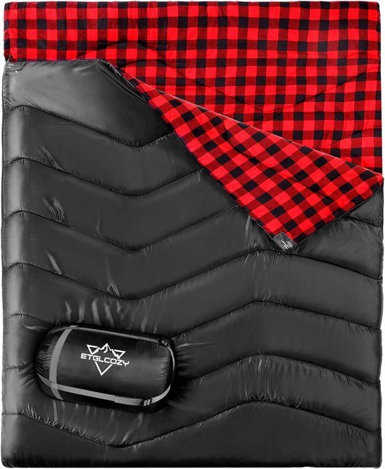 Dubbele Slaapzak voor Volwassenen - XL Queen Size, Lichtgewicht en Waterdicht, Ideaal voor Kamperen en Wandelen
