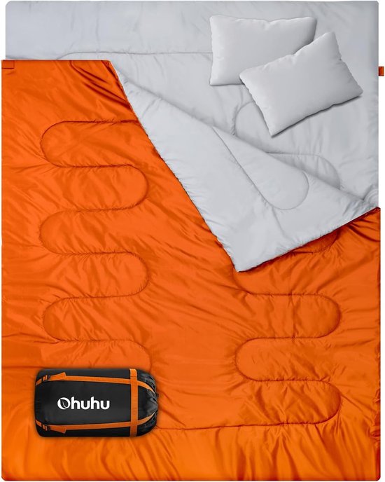 Dubbele Slaapzak - Waterdicht Polyester - Inclusief 2 Kussens - Lichtgewicht - Voor 2 Personen