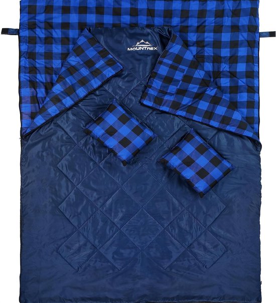 Dubbele slaapzak - zomerslaapzak voor 2 personen (210 x 150 cm), dekenslaapzak - XXL zomerslaapzak met 2 hoofdkussens voor volwassenen - camping, outdoor en binnen van Active Leisure