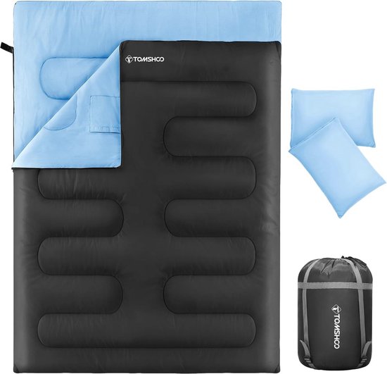 Dubbele waterdichte slaapzak voor 2 personen met kussens en draagtas - Ideaal voor kamperen en backpacken van Parbleu