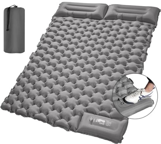 Dubbele Zelfopblazende Campingmat voor 2 Personen – 10 cm Dikke Slaapmat voor Wandelen en Backpacken van Thematys