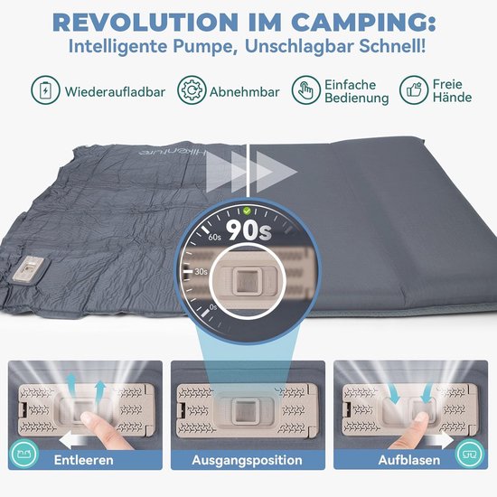 Dubbele zelfopblazende slaapmat met elektrische pomp - 8 cm dik campingmatras voor outdoor, tent en auto van Froyak