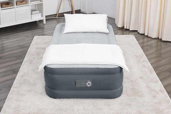 Dubbellaags Luchtbed met Ingebouwde Pomp en USB-oplader | 18 Inch Verhoogd Luchtmatras met Snugable Top van Serta