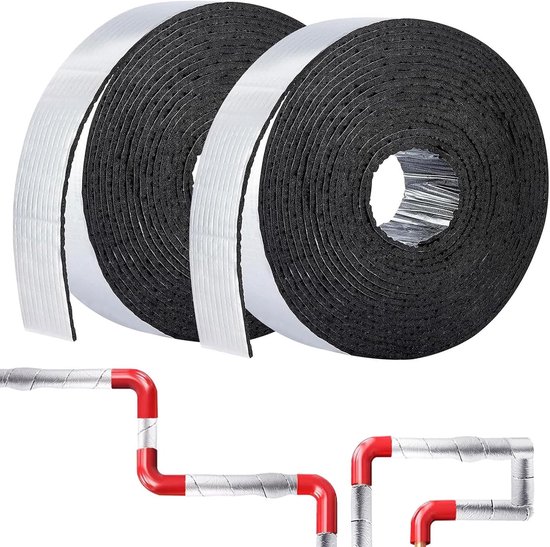 Ductisolatie voor Verwarmingsbuizen - 2 Rollen van 10 m x 0,5 cm voor Effectieve Isolatie en Bescherming van Pijpen met Schuimfolie