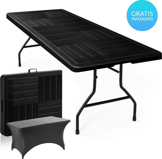 Duerté Luxe Klaptafel Inclusief Grijze Tafelrok - Ideaal als Campingtafel - Opvouwbare Tuintafel & Inklapbare Tafel - Belastbaar tot 250 KG van Duerté Luxe