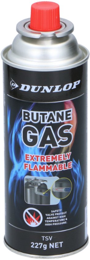 Dunlop Butaangasbus – 1 x 227g – Universeel Gaspatroon voor Kooktoestellen, Brander, BBQ en Camping van Dunlop