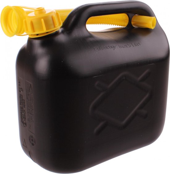 Dunlop Jerrycan 5 Liter - Benzine en Water - UN-Gecertificeerd voor Gevaarlijke Vloeistoffen - Incl. Trechter/Benzineslang - Zwart van Dunlop