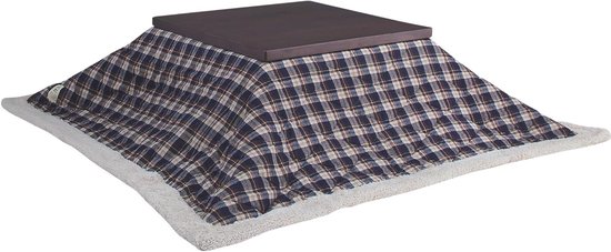 Dunne Futon Matras - Japanse Matras - Extra Slaapcomfort - Vierkant Ruit Patroon - 190 x 190 cm - Blauw van Merkloos