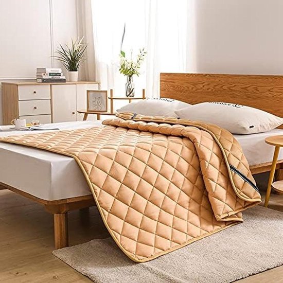 Dunne Vloermatras - Opvouwbare Matras Tatami - Ruimtebesparend Slapen - Ademend Mesh Achterkant - 150x200 cm - Naturel